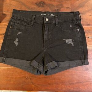 Old Navy Black Distressed Women Shorts Midrise Boyfriend Size 4 NWOT